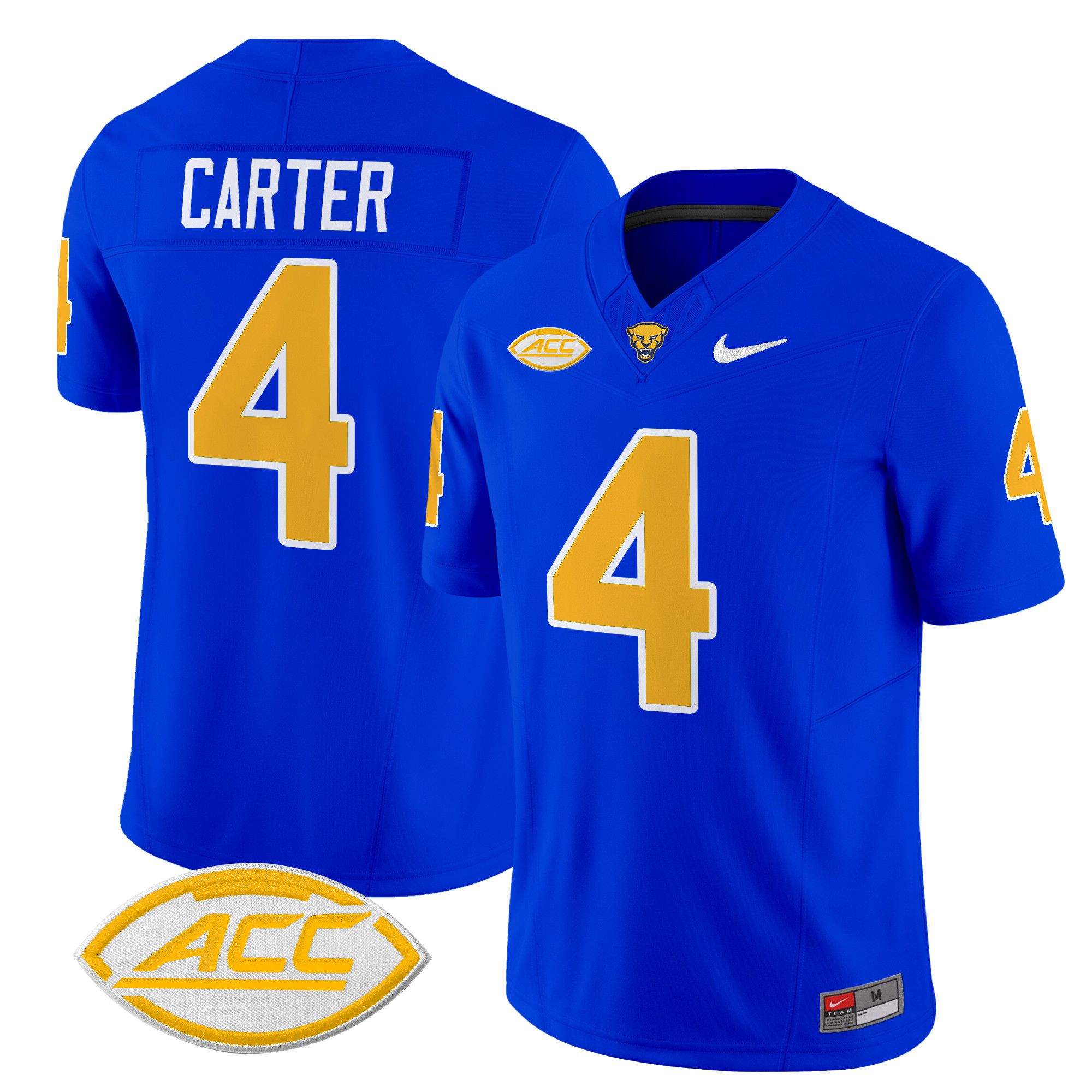 Men Pittsburgh Panthers #4 Carter Blue Nike 2024 Vapor Limited NCAA Jersey style 1->more ncaa teams->NCAA Jersey